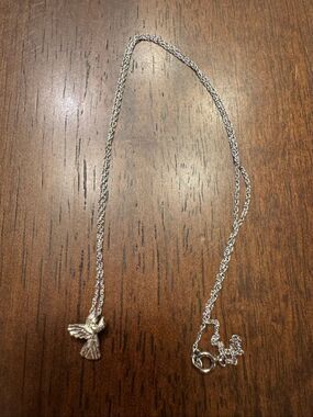 Vintage 925 Sterling Silver Praying Angel Pendant Necklace